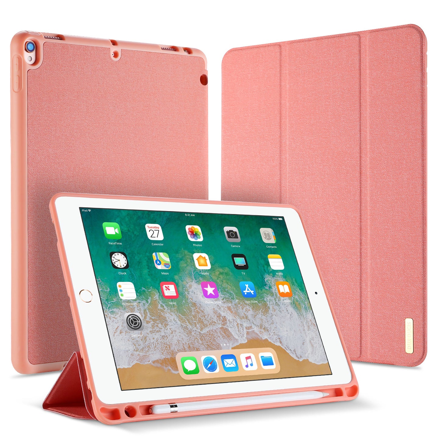 DUXDUCIS Domo Series Cloth Texture Tri-fold Stand PU Leather Smart Cover with Pen Holder for iPad Air 10.5 (2019) / Pro 10.5-inch (2017)