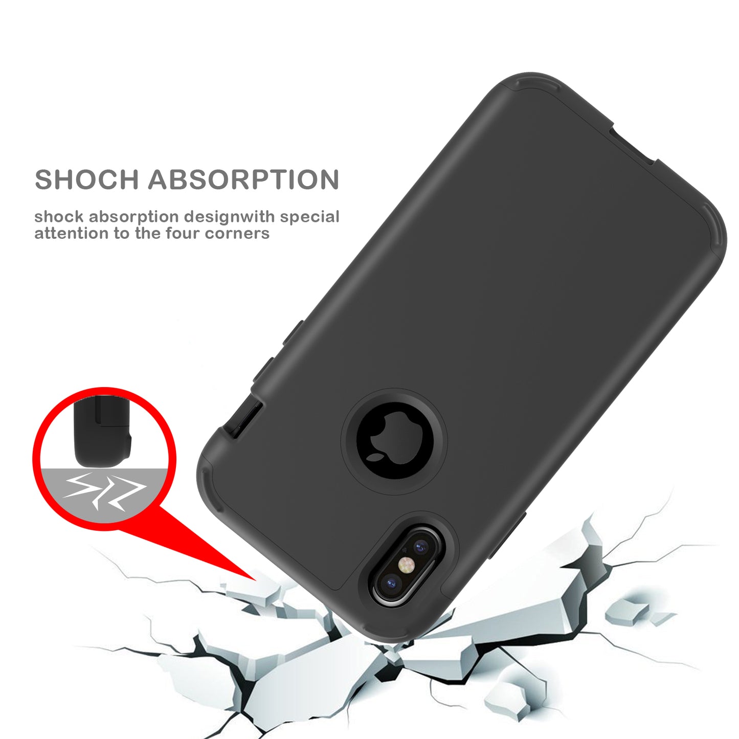 Detachable Shockproof PC + TPU Hybrid Case for iphone XS/X 5.8 inch