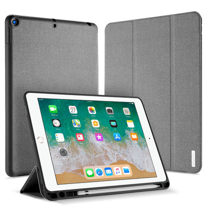 DUX DUCIS DOMO Series Tri-fold Stand PU Leather Smart Auto Wake/Sleep Cover with Pen Groove for iPad 9.7-inch (2018) / (2017)