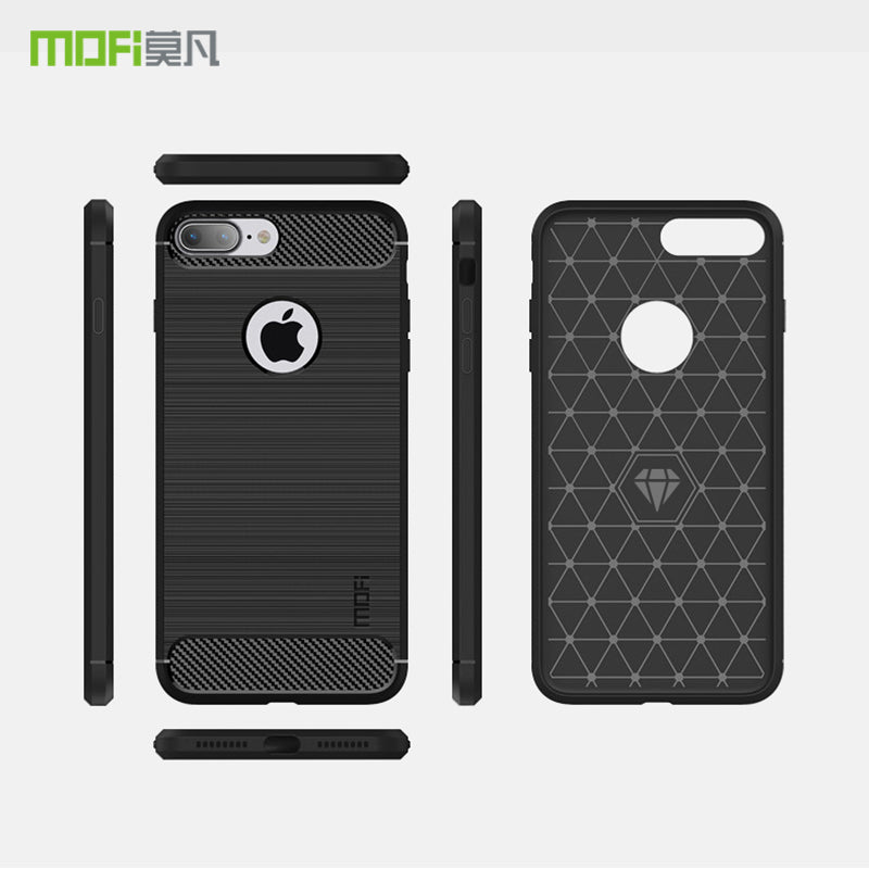 MOFI for iPhone 8 Plus 5.5 inch Carbon Fiber Texture Brushed TPU Phone Cover