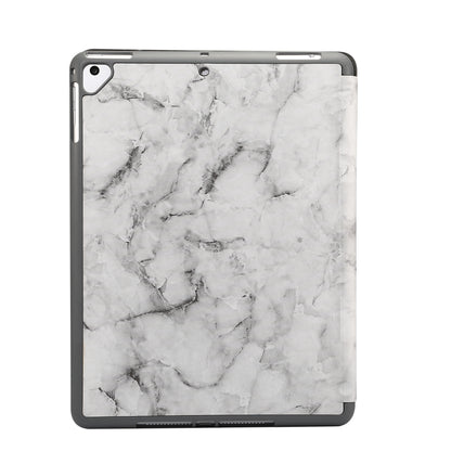 Marble Pattern Tri-fold Stand Smart Folio PU Leather Case with Pen Slot for iPad 9.7-inch (2018) / (2017) / (2016) / Air 2 / Air