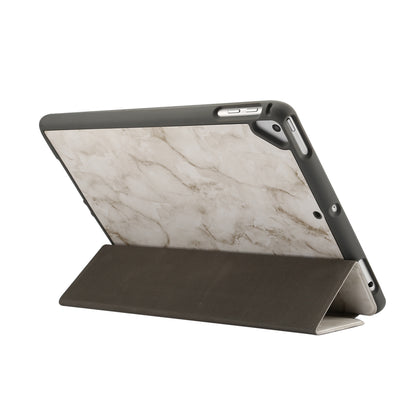 Marble Pattern Tri-fold Stand Smart Folio PU Leather Case with Pen Slot for iPad 9.7-inch (2018) / (2017) / (2016) / Air 2 / Air