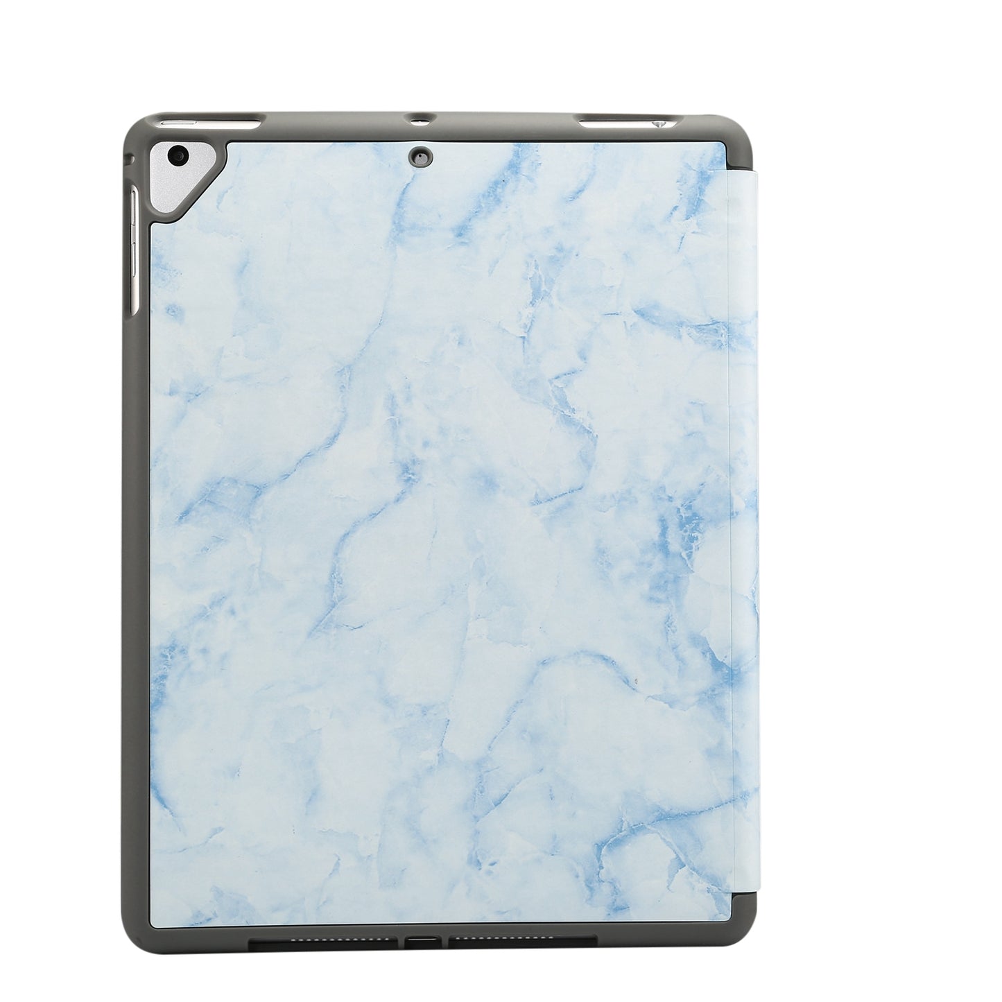 Marble Pattern Tri-fold Stand Smart Folio PU Leather Case with Pen Slot for iPad 9.7-inch (2018) / (2017) / (2016) / Air 2 / Air- Blue