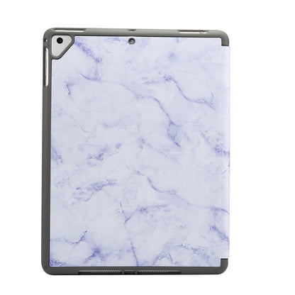 Marble Pattern Tri-fold Stand Smart Folio PU Leather Case with Pen Slot for iPad 9.7-inch (2018) / (2017) / (2016) / Air 2 / Air- Blue