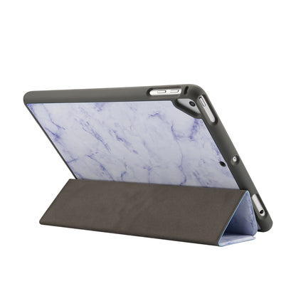 Marble Pattern Tri-fold Stand Smart Folio PU Leather Case with Pen Slot for iPad 9.7-inch (2018) / (2017) / (2016) / Air 2 / Air- Blue