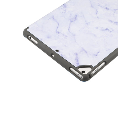 Marble Pattern Tri-fold Stand Smart Folio PU Leather Case with Pen Slot for iPad 9.7-inch (2018) / (2017) / (2016) / Air 2 / Air- Blue