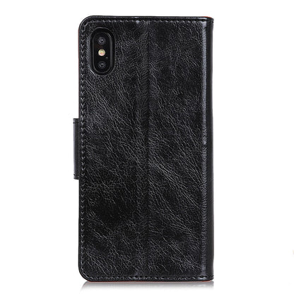 For iPhone XR 6.1 inch Shockproof Phone Case Nappa Texture Split Leather Flip Folio Cover Protective Phone Shell with Stand Wallet