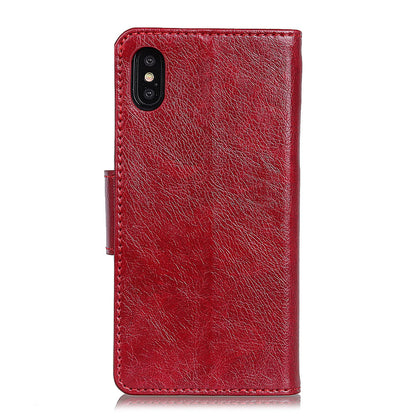 For iPhone XR 6.1 inch Shockproof Phone Case Nappa Texture Split Leather Flip Folio Cover Protective Phone Shell with Stand Wallet