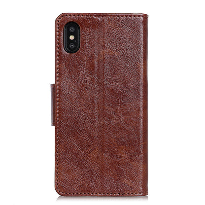 For iPhone XR 6.1 inch Shockproof Phone Case Nappa Texture Split Leather Flip Folio Cover Protective Phone Shell with Stand Wallet