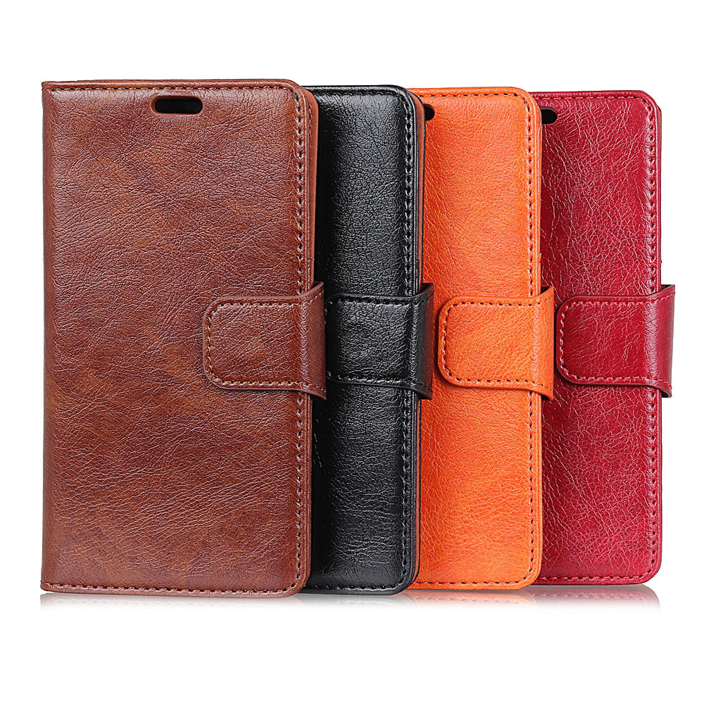 For iPhone XR 6.1 inch Shockproof Phone Case Nappa Texture Split Leather Flip Folio Cover Protective Phone Shell with Stand Wallet