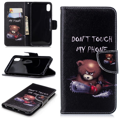 Pattern Printing PU Leather Wallet Stand Phone Case Cover for iPhone XS Max 6.5 inch