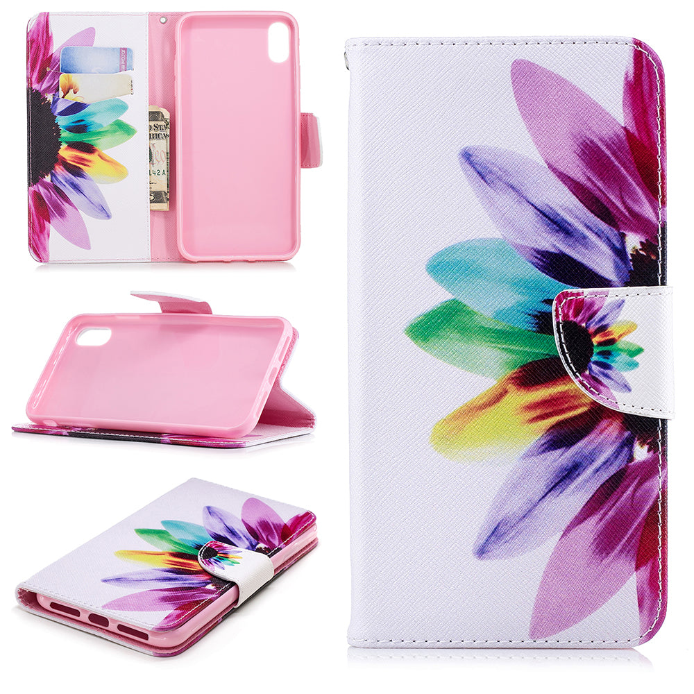 Pattern Printing PU Leather Wallet Stand Phone Case Cover for iPhone XS Max 6.5 inch