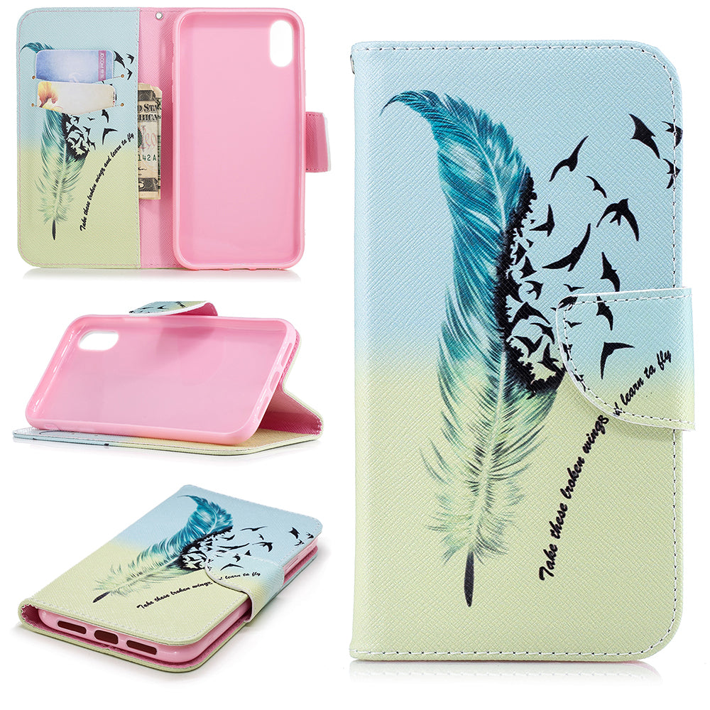 For iPhone XR 6.1 inch Pattern Printing PU Leather Protection Cell Phone Case