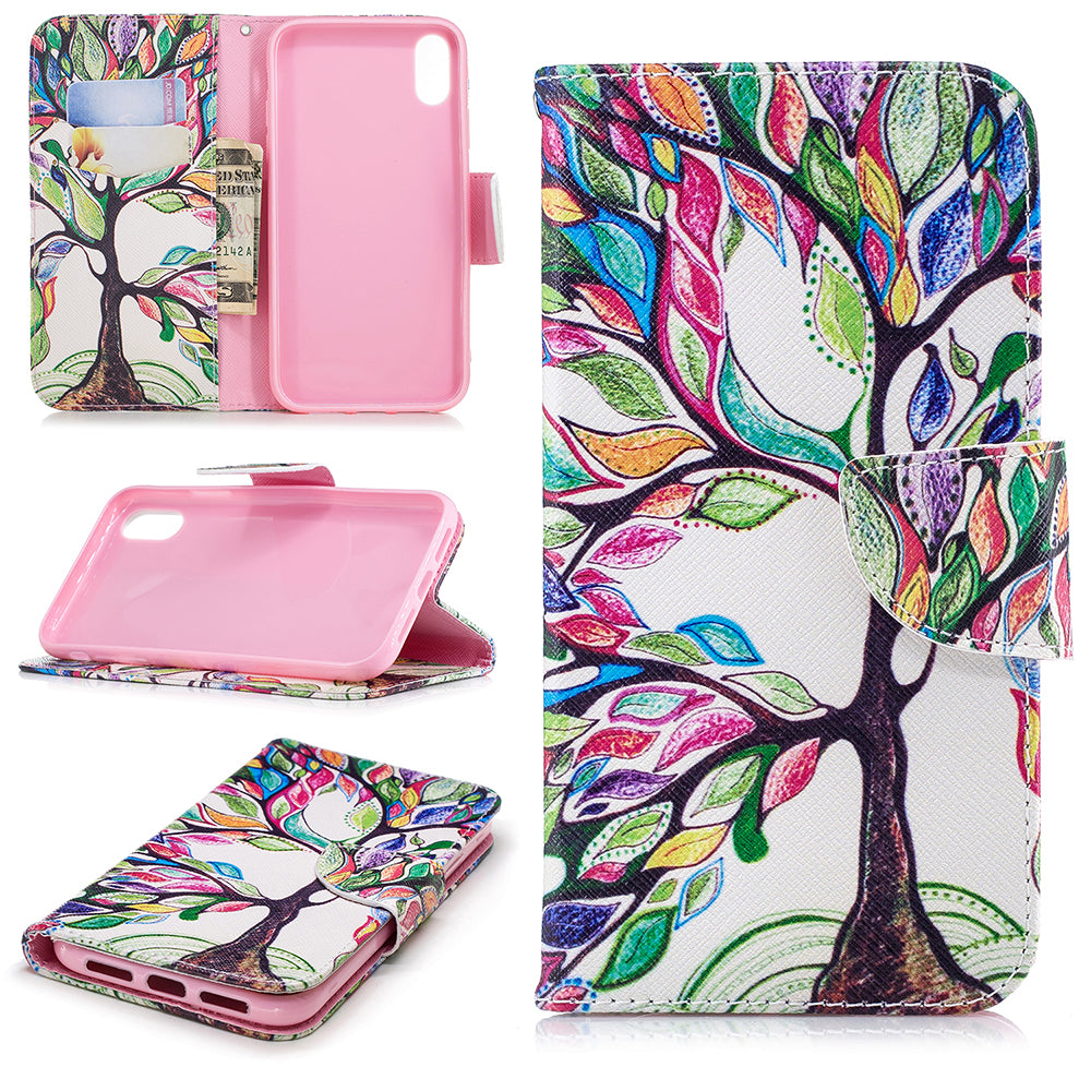 For iPhone XR 6.1 inch Pattern Printing PU Leather Protection Cell Phone Case