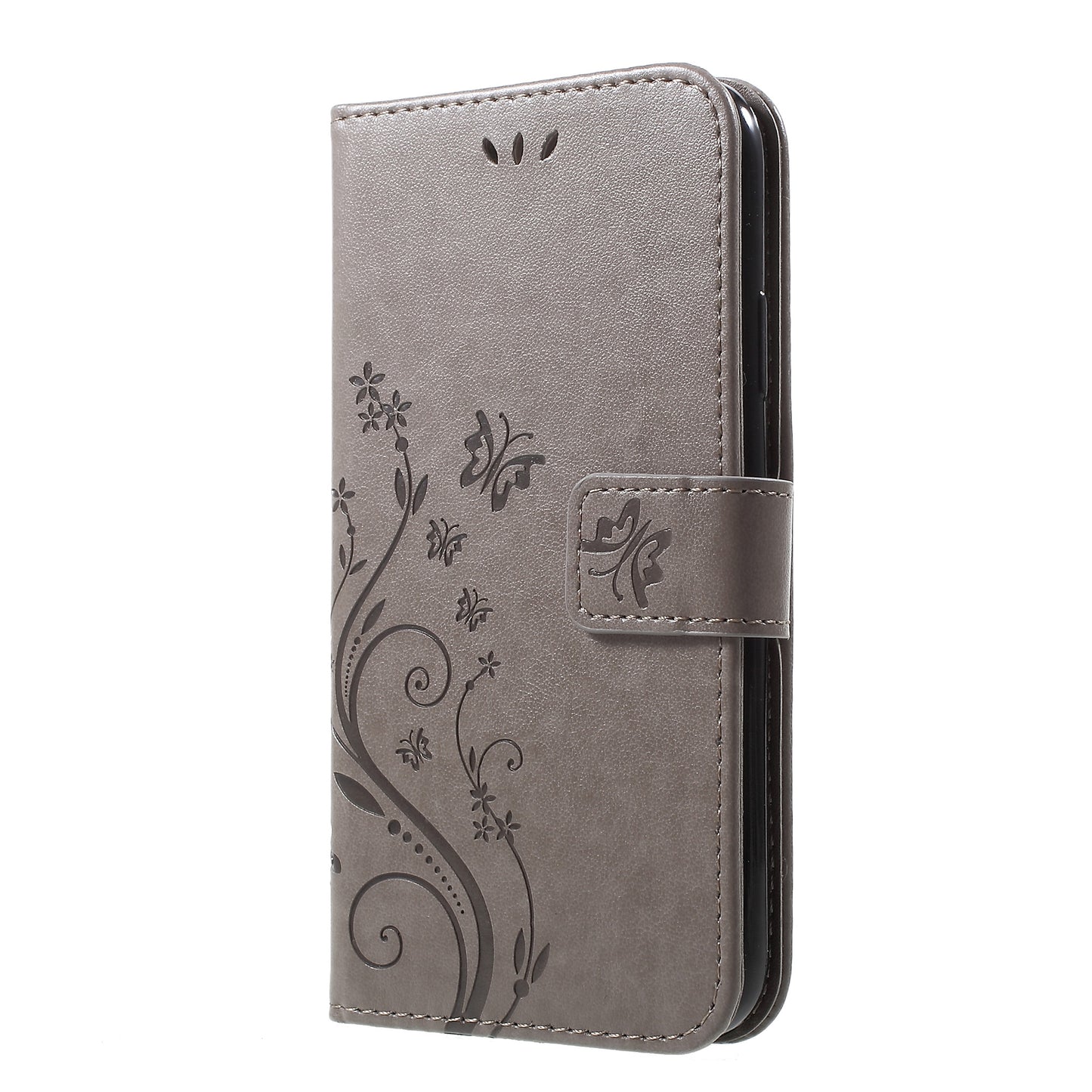 Imprint Butterfly Flower Stand Wallet Leather Cover for iPhone XR 6.1 inch