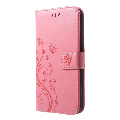 Imprint Butterfly Flower Stand Wallet Leather Cover for iPhone XR 6.1 inch