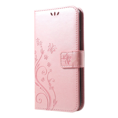 Imprint Butterfly Flower Stand Wallet Leather Cover for iPhone XR 6.1 inch