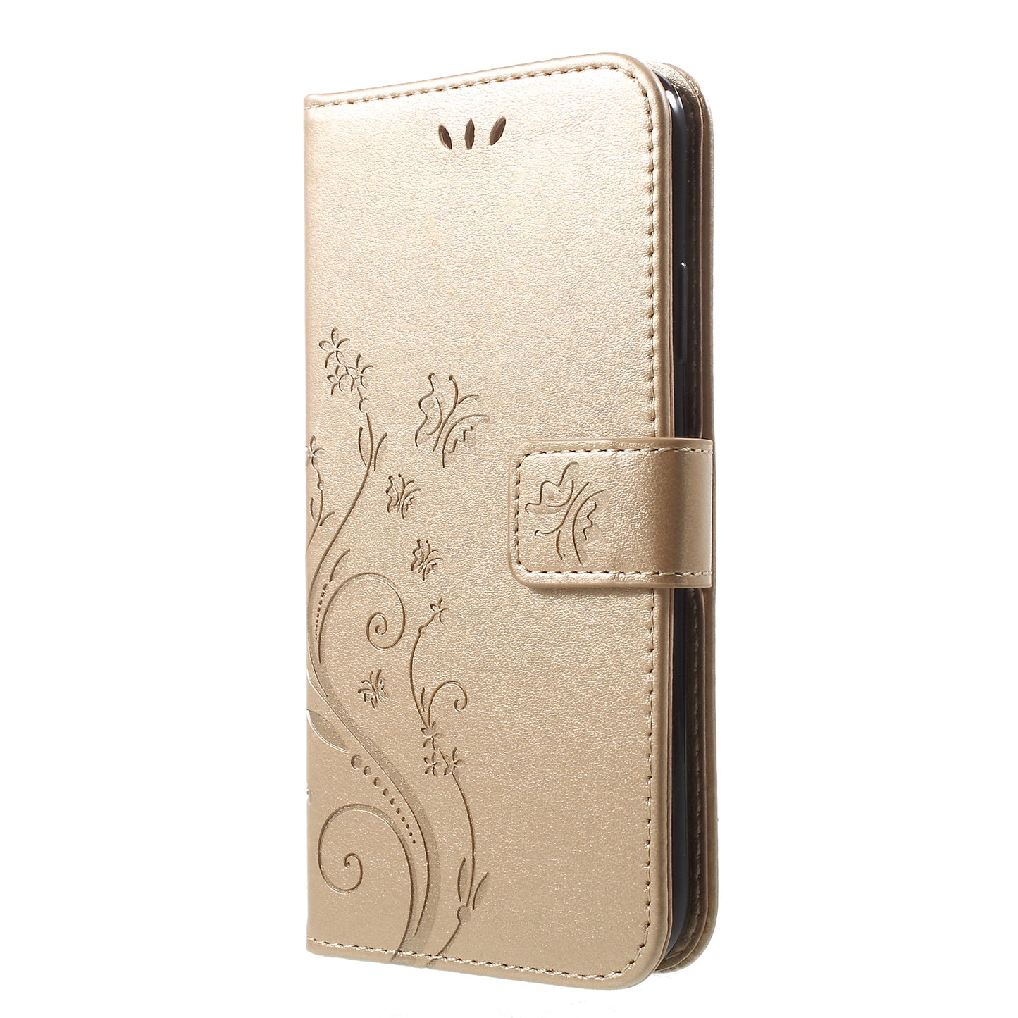 Imprint Butterfly Flower Stand Wallet Leather Cover for iPhone XR 6.1 inch