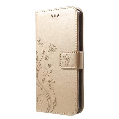 Imprint Butterfly Flower Stand Wallet Leather Cover for iPhone XR 6.1 inch