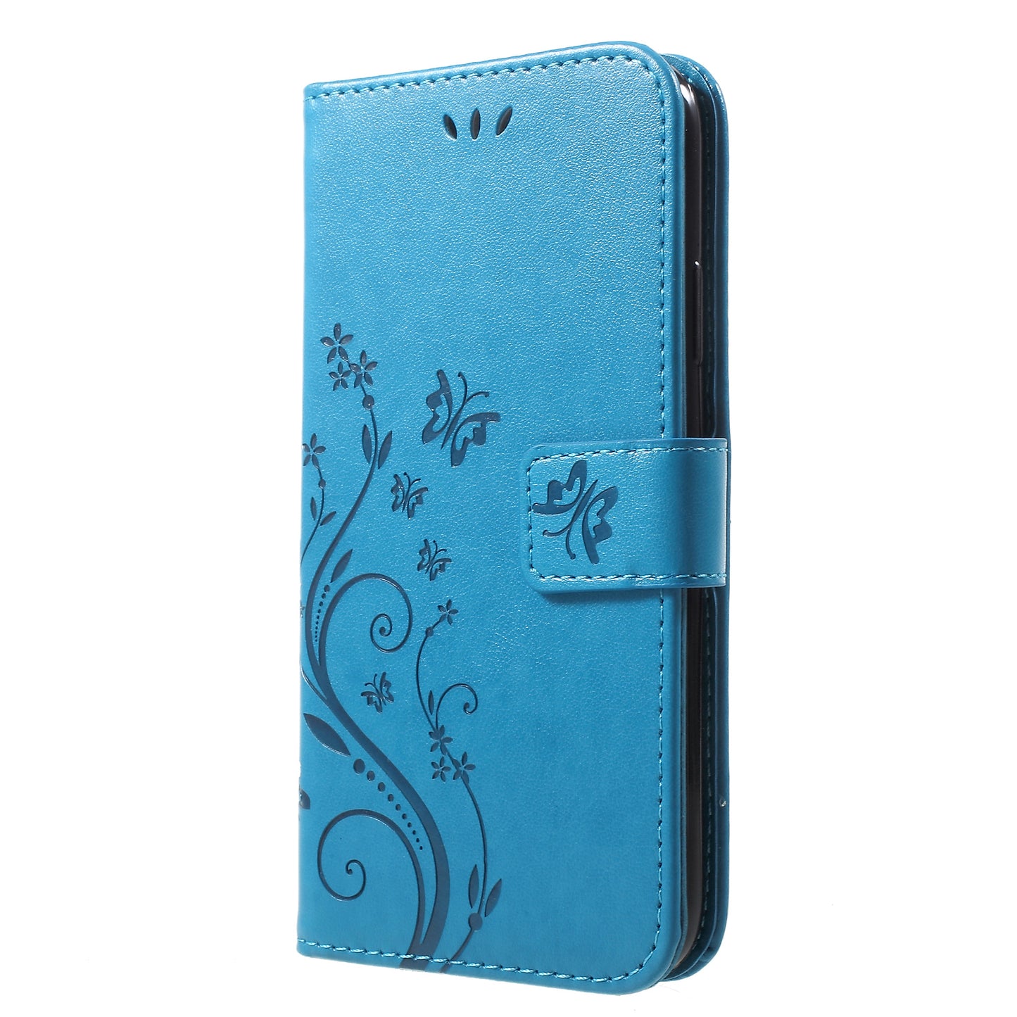 Imprint Butterfly Flower Stand Wallet Leather Cover for iPhone XR 6.1 inch