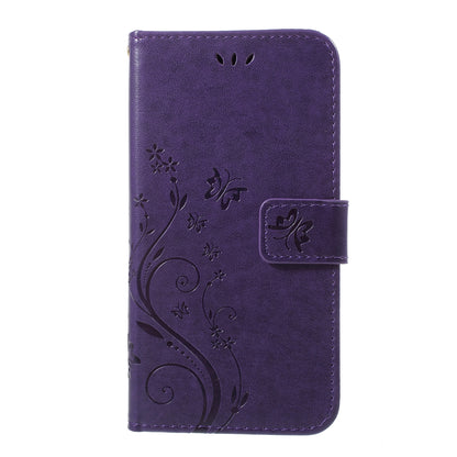 Imprint Butterfly Flower Stand Wallet Leather Cover for iPhone XR 6.1 inch