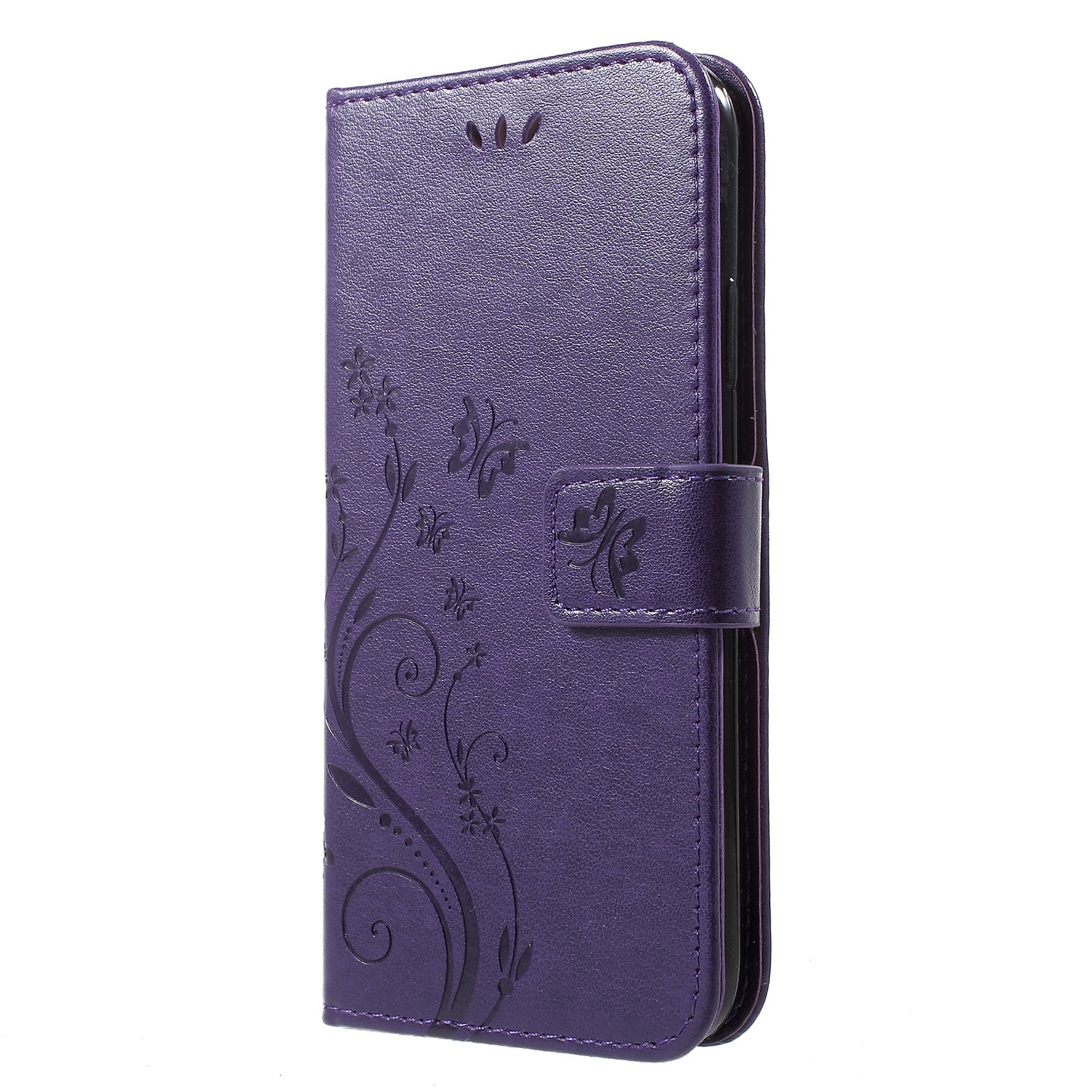 Imprint Butterfly Flower Stand Wallet Leather Cover for iPhone XR 6.1 inch