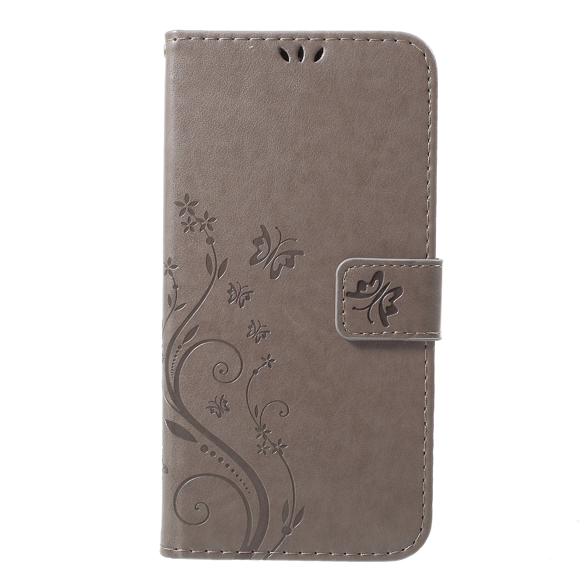 For iPhone XS Max 6.5 inch Imprint Butterfly Flower Stand Wallet Leather Case with Strap