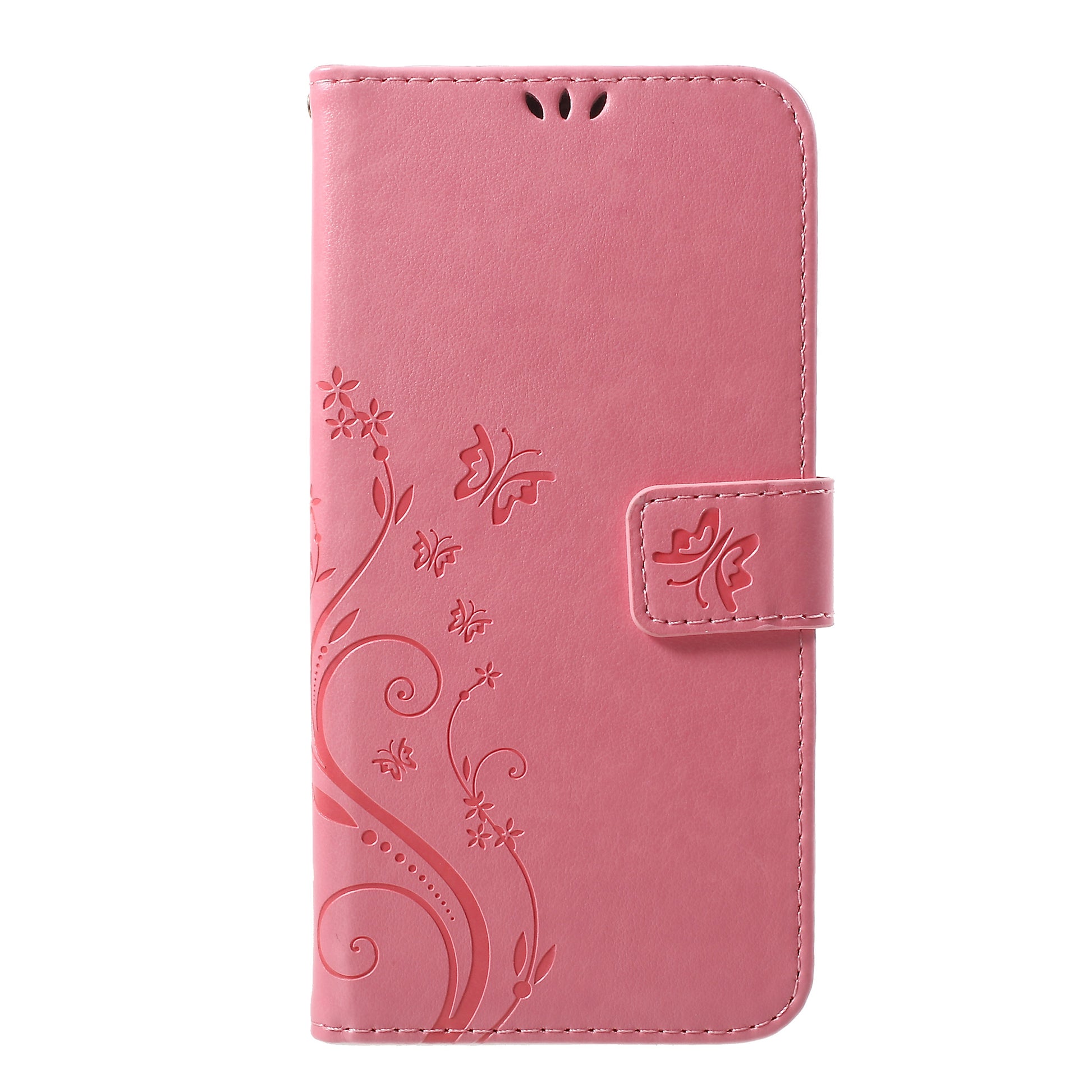 For iPhone XS Max 6.5 inch Imprint Butterfly Flower Stand Wallet Leather Case with Strap