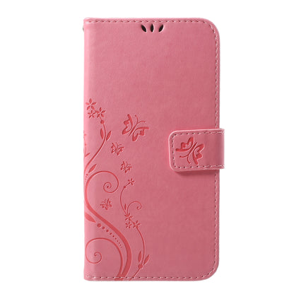 For iPhone XS Max 6.5 inch Imprint Butterfly Flower Stand Wallet Leather Case with Strap