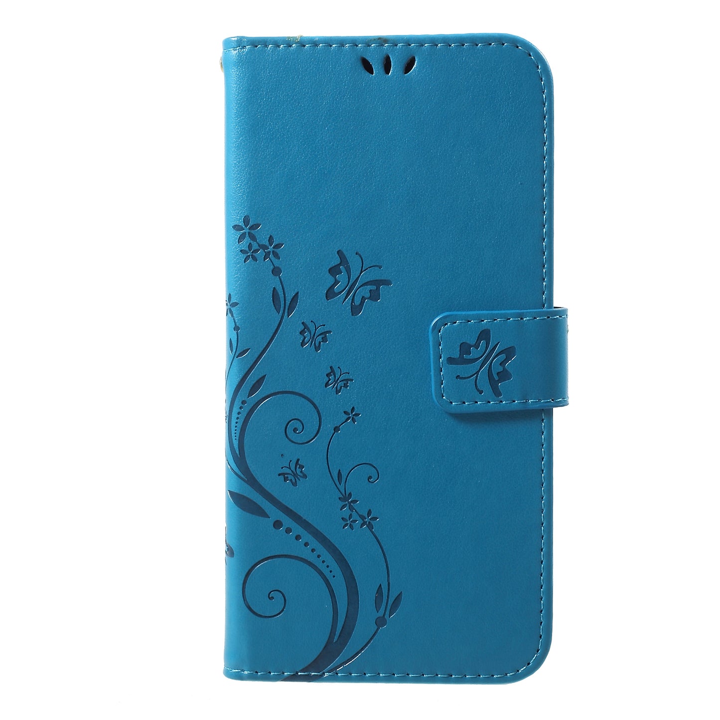 For iPhone XS Max 6.5 inch Imprint Butterfly Flower Stand Wallet Leather Case with Strap