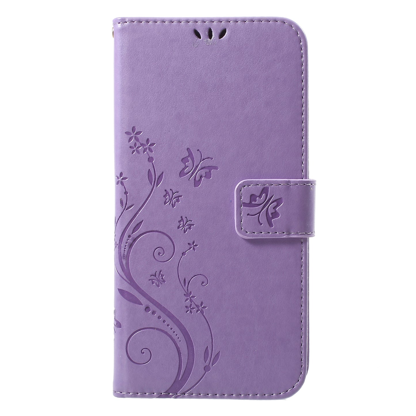 For iPhone XS Max 6.5 inch Imprint Butterfly Flower Stand Wallet Leather Case with Strap