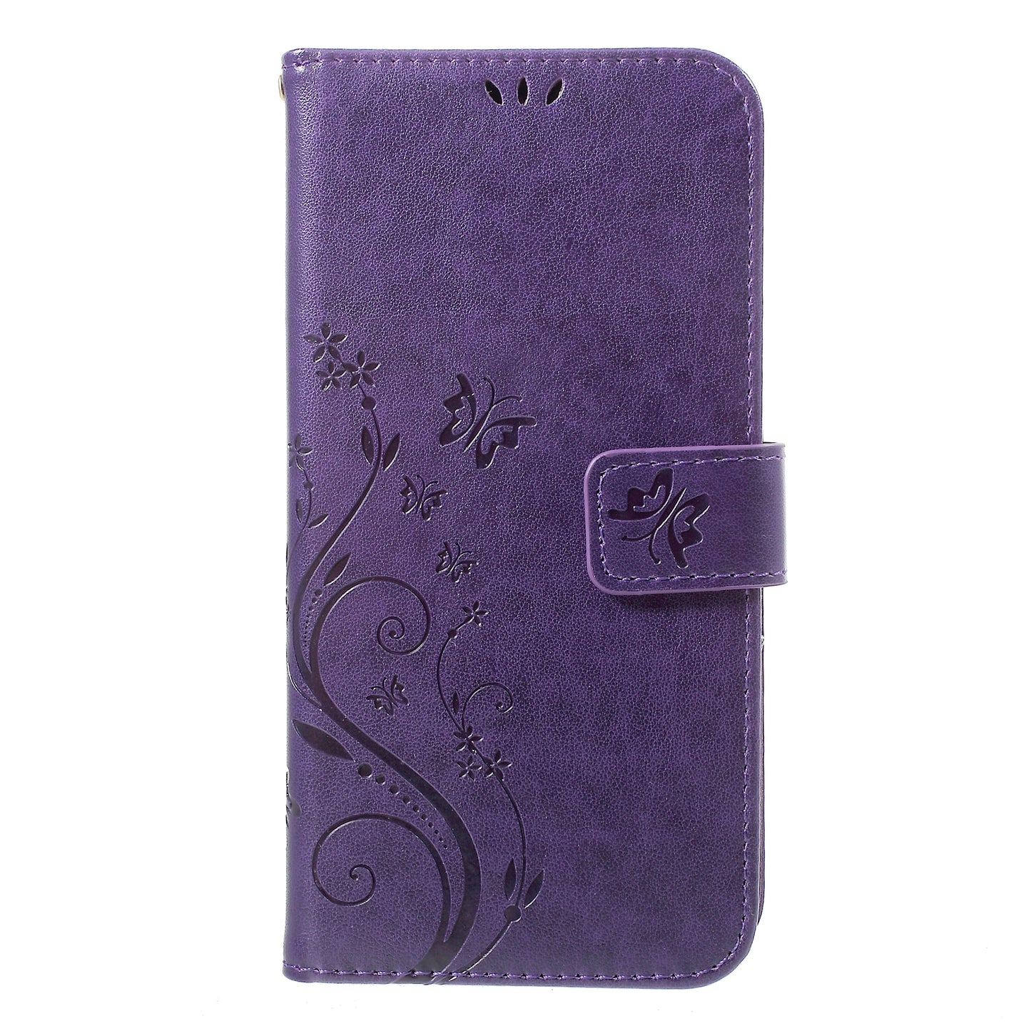 For iPhone XS Max 6.5 inch Imprint Butterfly Flower Stand Wallet Leather Case with Strap