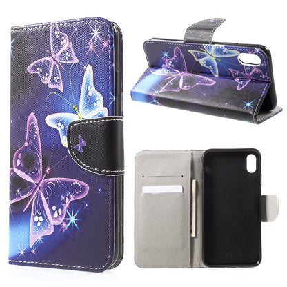 Cross Texture Patterned Wallet Leather Protective Casing for iPhone XS Max 6.5 inch