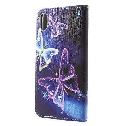 Pattern Printing Wallet Stand PU Leather Protector Shell for iPhone XR 6.1 inch