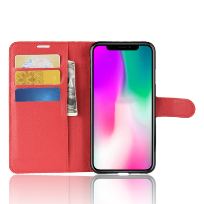 For iPhone XR 6.1 inch Folio Flip Litchi Texture Leather Wallet Stand Cell Phone Cover Shell