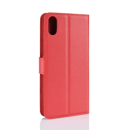 For iPhone XR 6.1 inch Folio Flip Litchi Texture Leather Wallet Stand Cell Phone Cover Shell