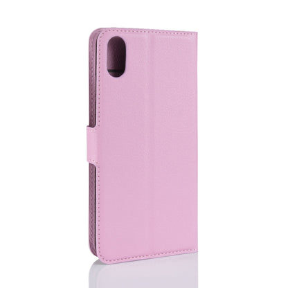 For iPhone XR 6.1 inch Folio Flip Litchi Texture Leather Wallet Stand Cell Phone Cover Shell