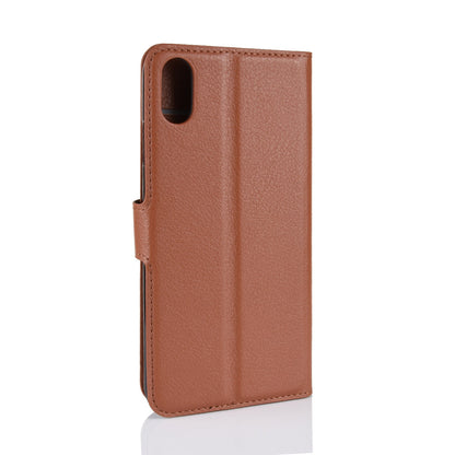 For iPhone XR 6.1 inch Folio Flip Litchi Texture Leather Wallet Stand Cell Phone Cover Shell