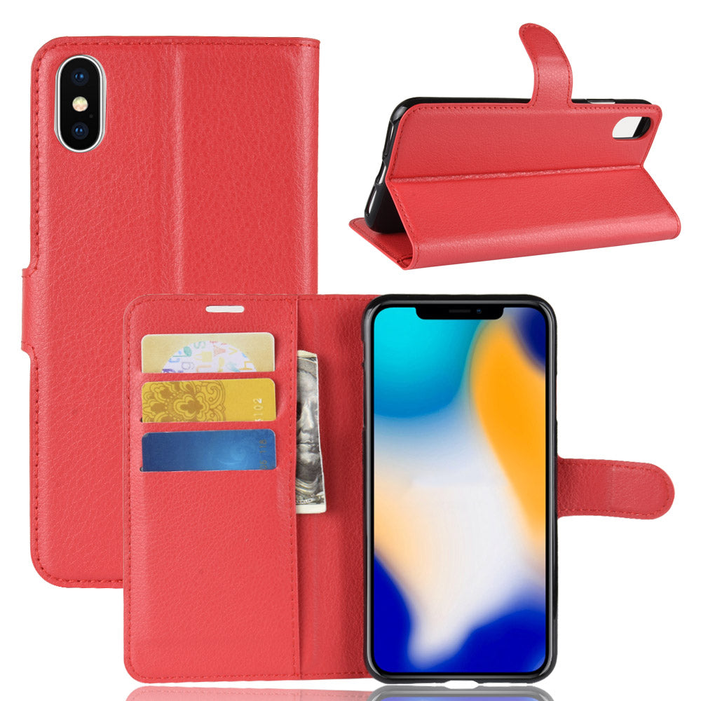 Litchi Texture Wallet Stand Leather Protective Phone Case for iPhone XS Max 6.5 inch