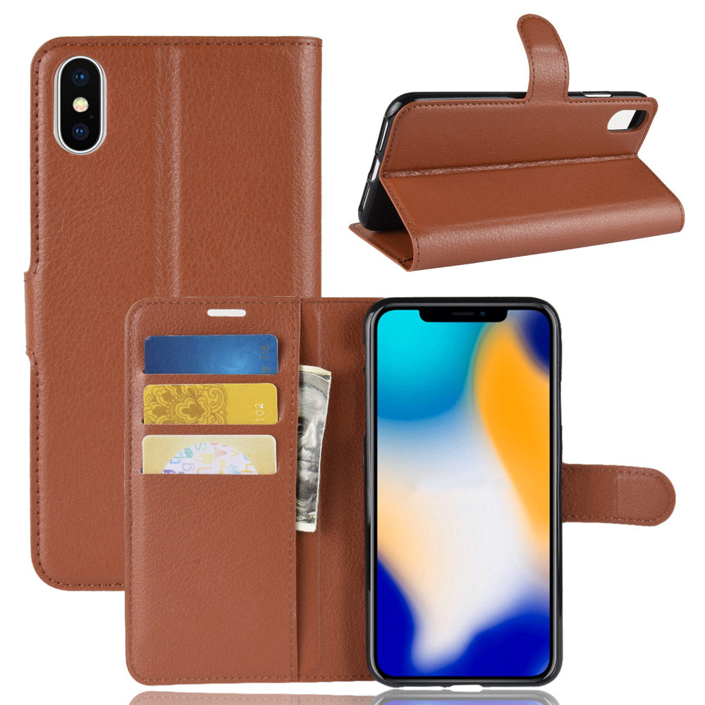 Litchi Texture Wallet Stand Leather Protective Phone Case for iPhone XS Max 6.5 inch