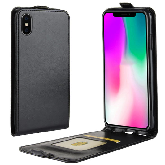 Crazy Horse Vertical Flip Card Holder Leather Case for iPhone XR 6.1-inch