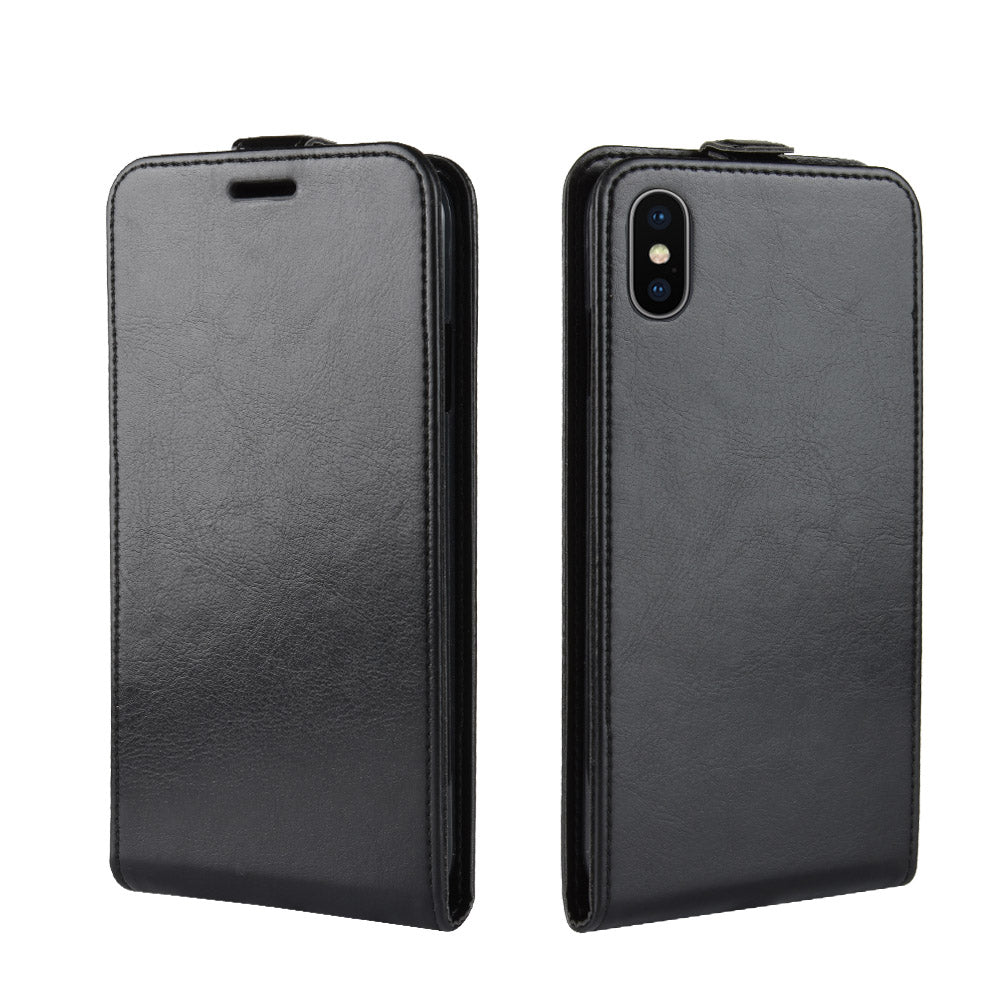 Crazy Horse Vertical Flip Card Holder Leather Case for iPhone XR 6.1-inch