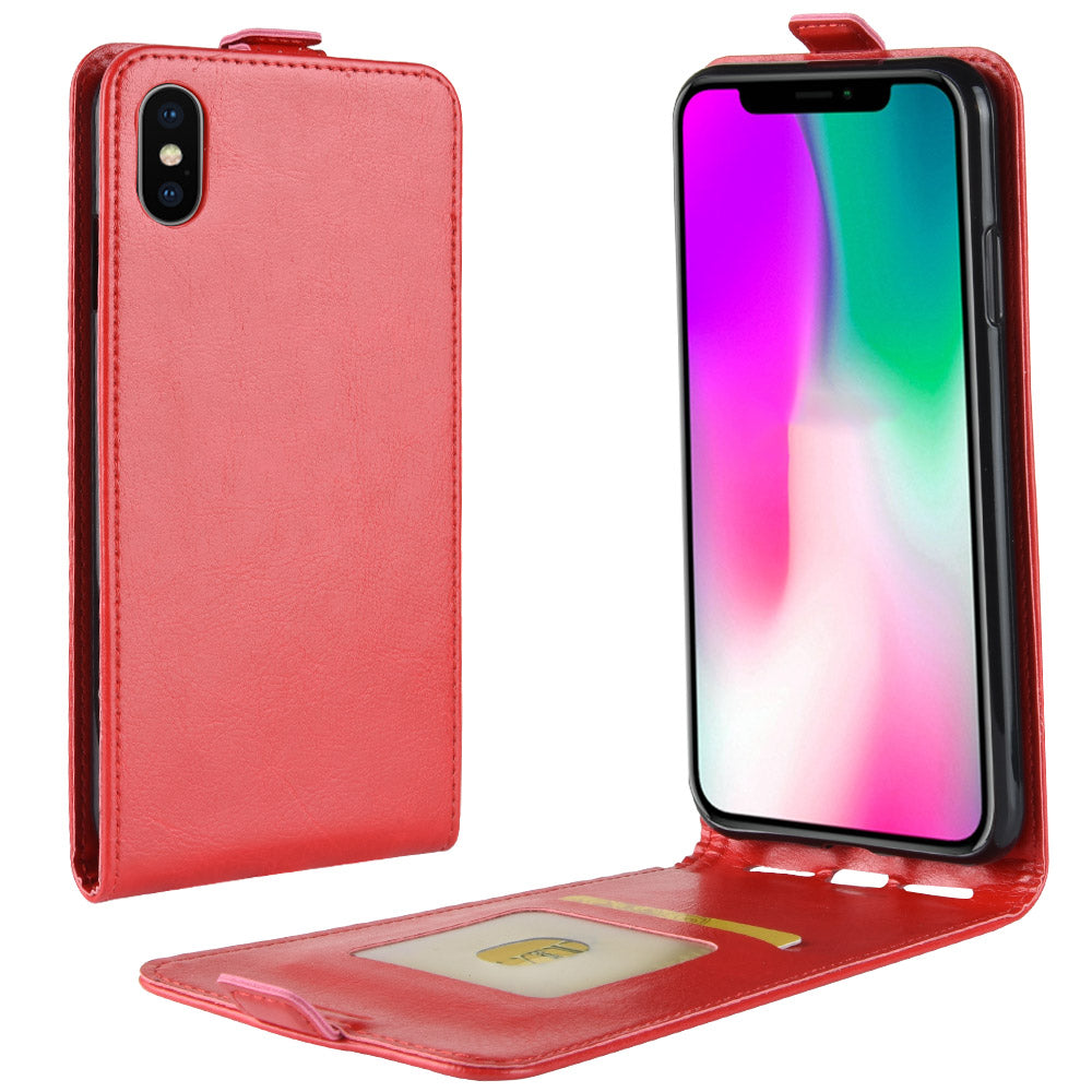 Crazy Horse Vertical Flip Card Holder Leather Case for iPhone XR 6.1-inch