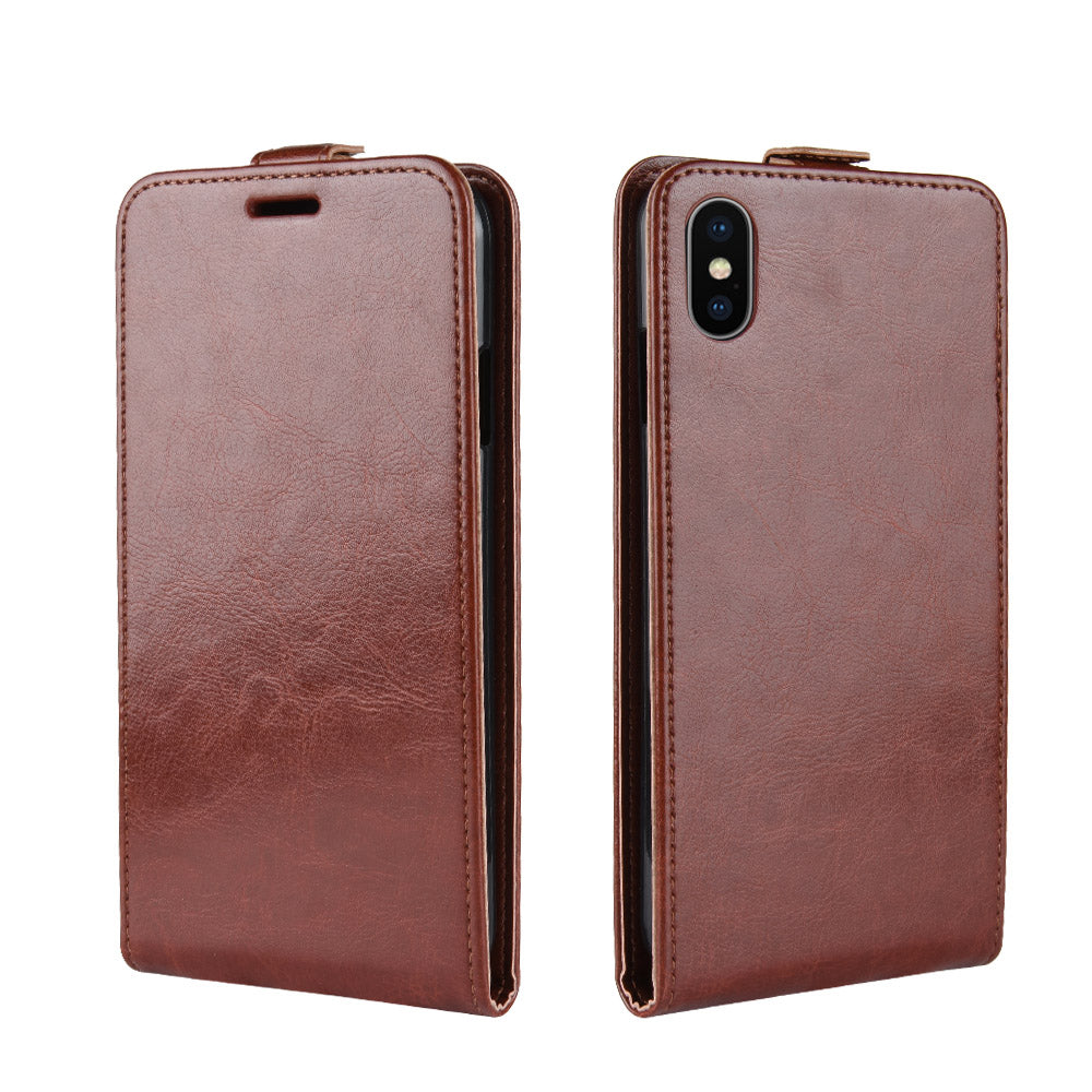 Crazy Horse Vertical Flip Card Holder Leather Case for iPhone XR 6.1-inch