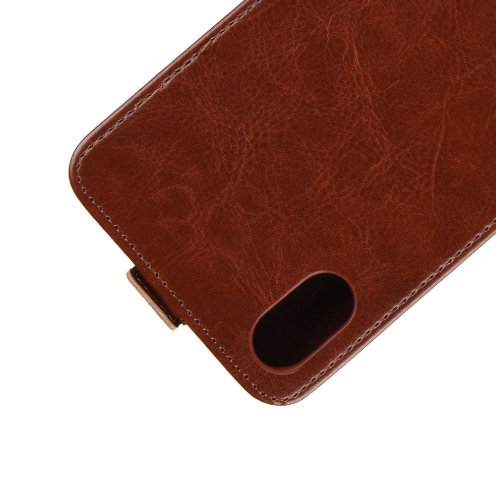 Crazy Horse Vertical Flip Card Holder Leather Case for iPhone XR 6.1-inch