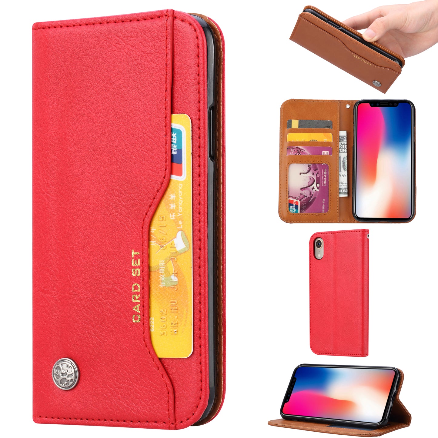 Auto-absorbed Wallet Leather Stand Mobile Phone Shell for iPhone XR 6.1 inch