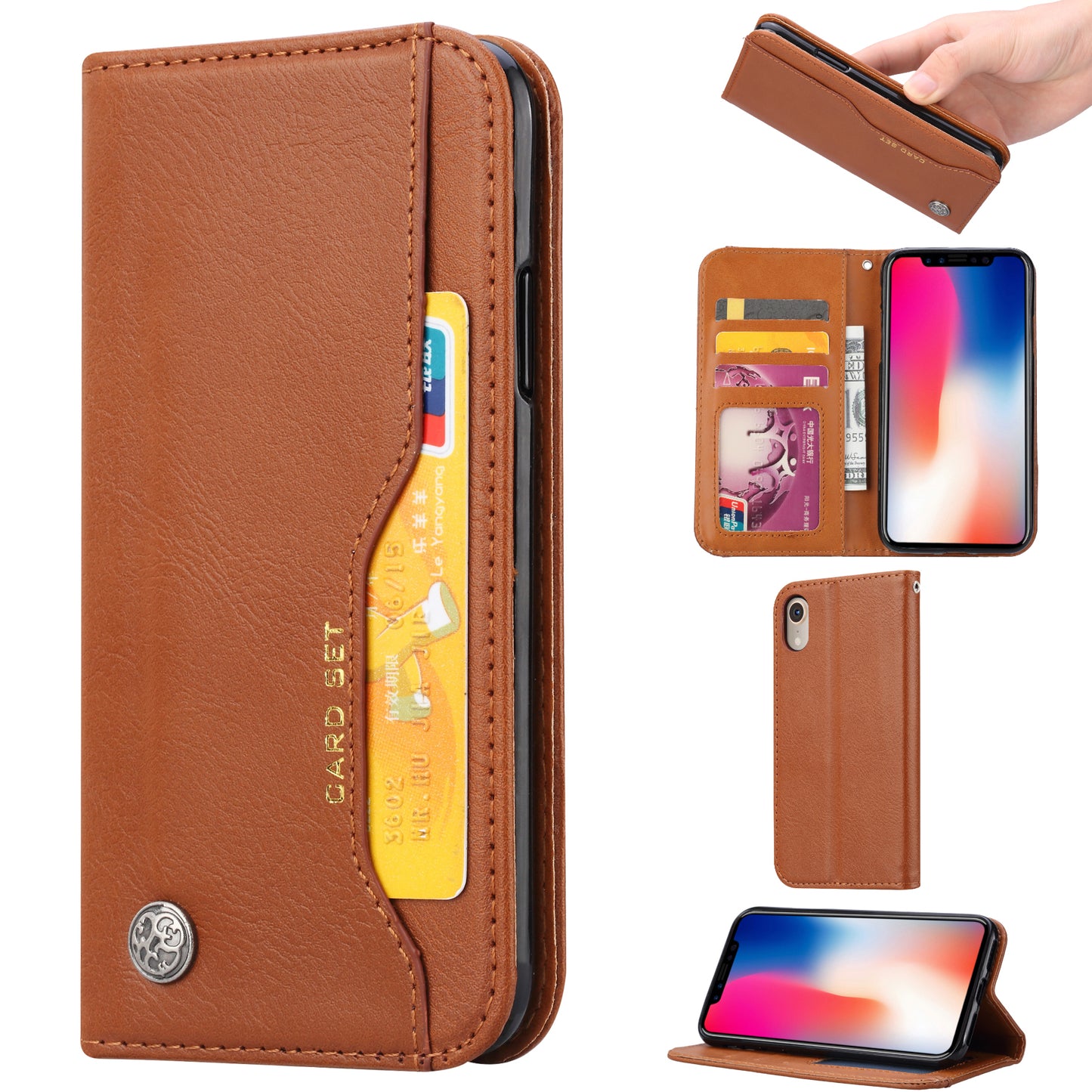 Auto-absorbed Wallet Leather Stand Mobile Phone Shell for iPhone XR 6.1 inch