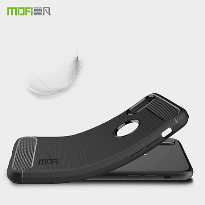 MOFI Carbon Fiber Texture Brushed Soft TPU Back Phone Case for iPhone XS/X 5.8 inch