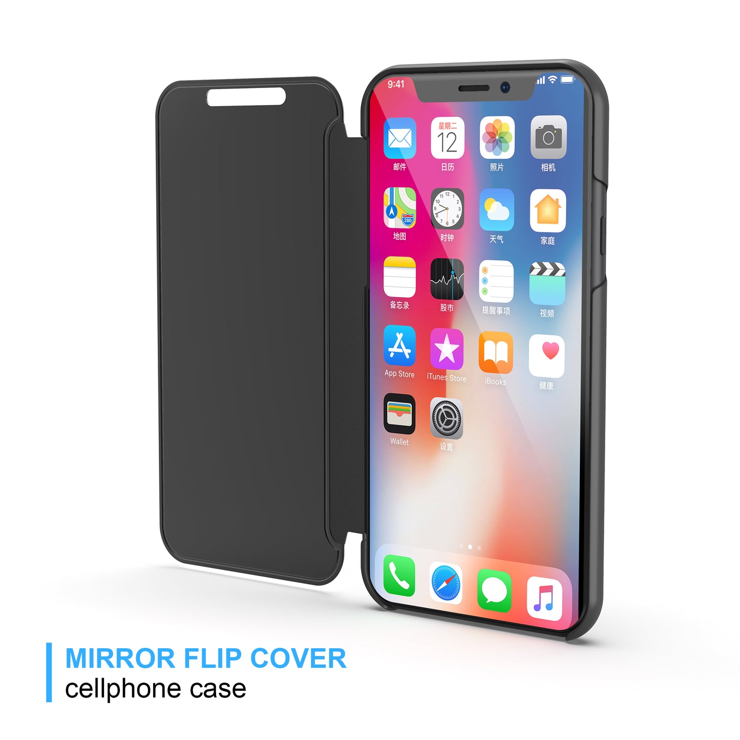 Electroplating Mirror Surface Leather Stand Case for iPhone XS Max 6.5 inch