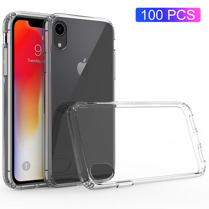 100PCS/Lot Drop-resistant Clear Acrylic + TPU Hybrid Case for iPhone XR 6.1 inch